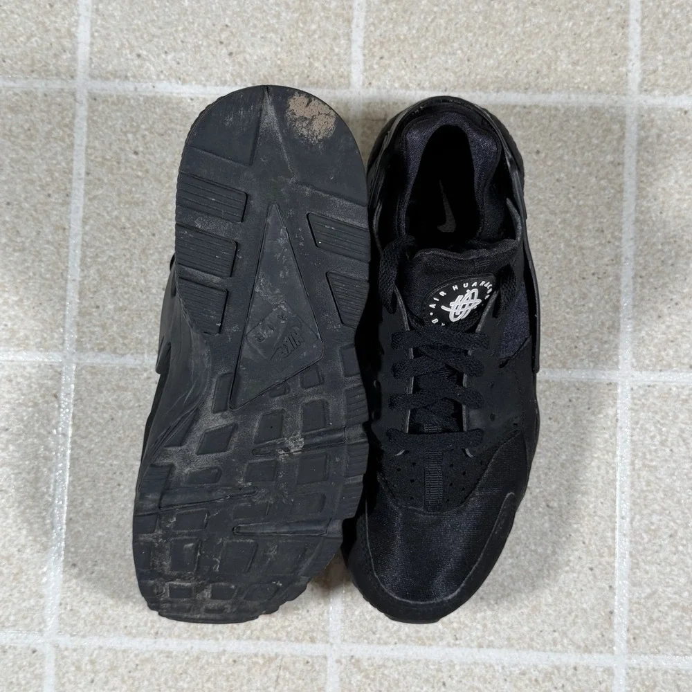 Nike Air Huarache Men's Size 8 Running Shoes Triple Black Sneakers 318429-003